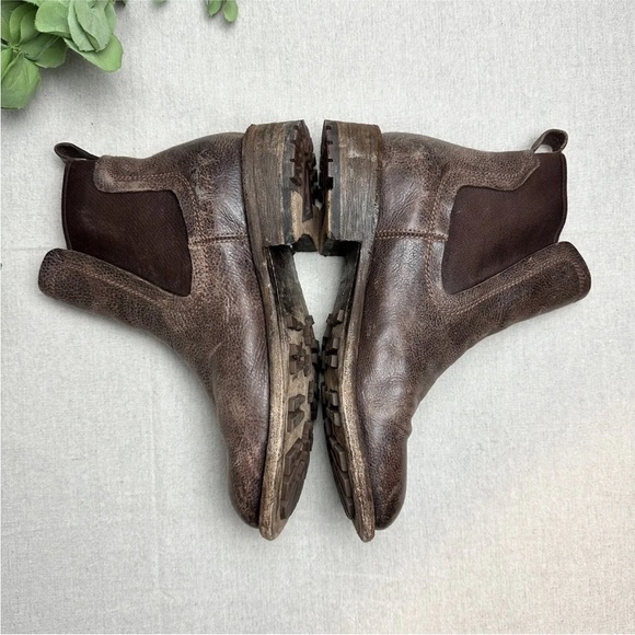 John Fluevog Chelsea Boots Brown Distressed Leather Pull On Women’s Size 8W - Picture 3 of 16
